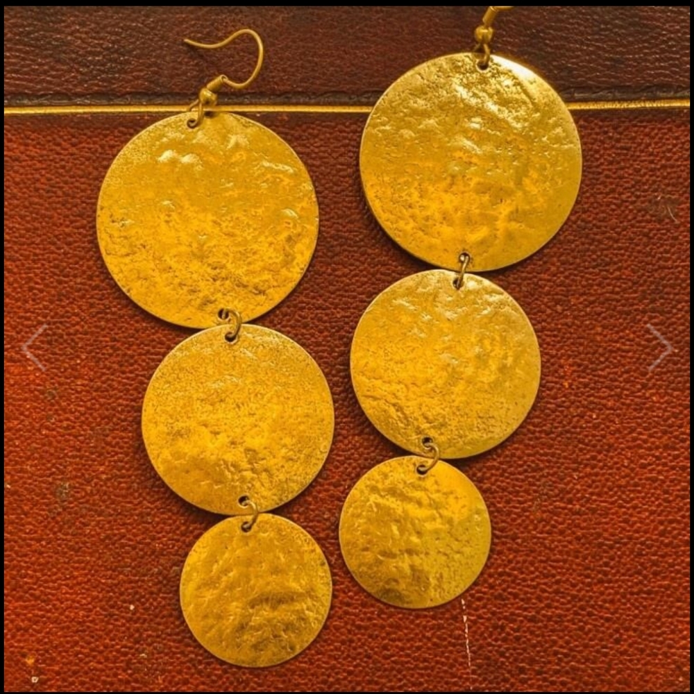 New Hammered Brass Statement Earrings